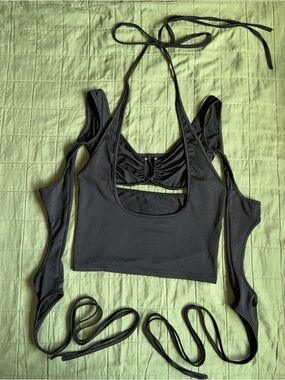 Black Strappy Cut Out Crop Top